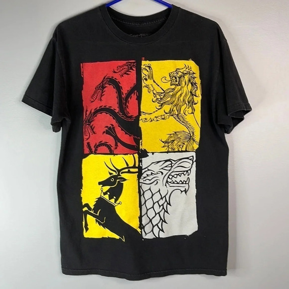 GAME IF THRONES Mens Graphic Crewneck T-Shirt Black Short Sleeve Size M - Picture 9 of 9